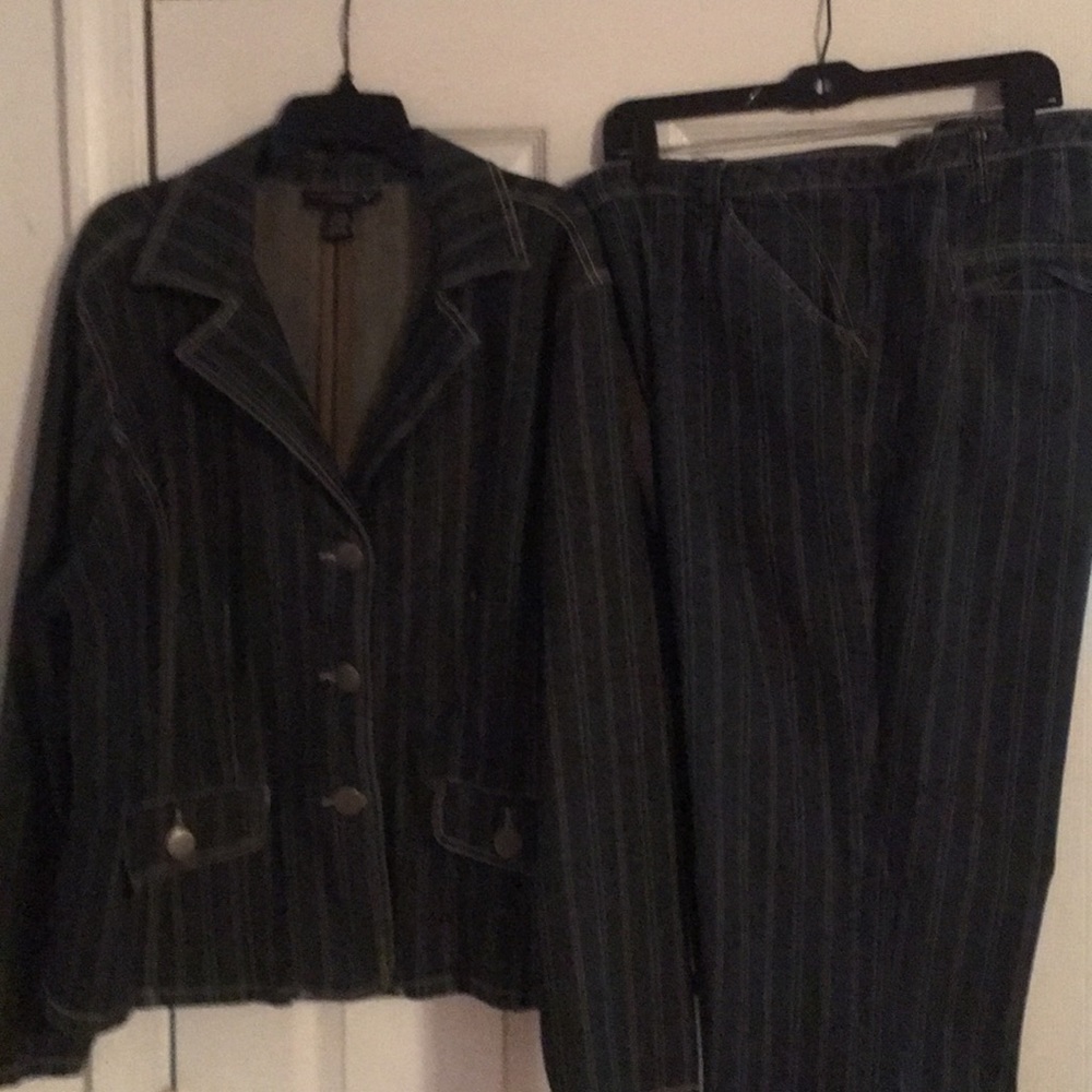 Pinstripe Jean Pant Suit